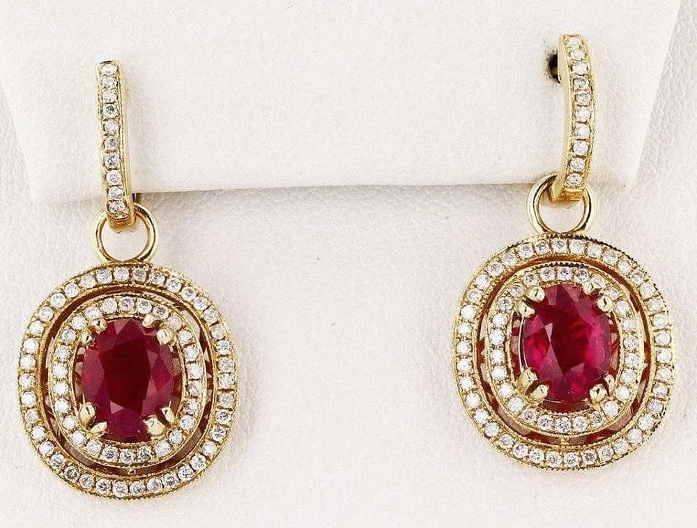Lot 198145a: 5.13CTW RUBY & 0.83CTW DIAMOND 14K GOLD EARRINGS