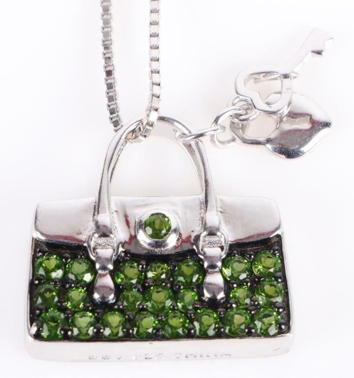 Lot 198154: PERIDOT PURSE PENDANT & STERLING SILVER NECKLACE
