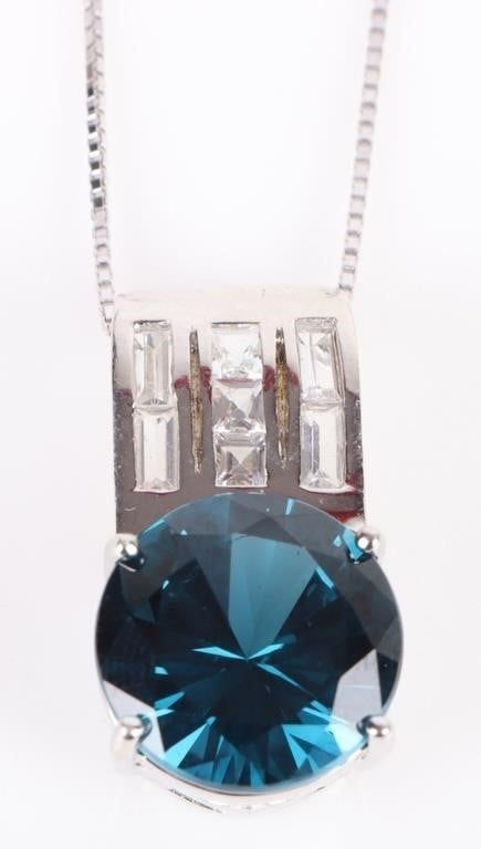 Lot 198158: 6CT BLUE SPINEL WITH WHITE TOPAZ NECKLACE