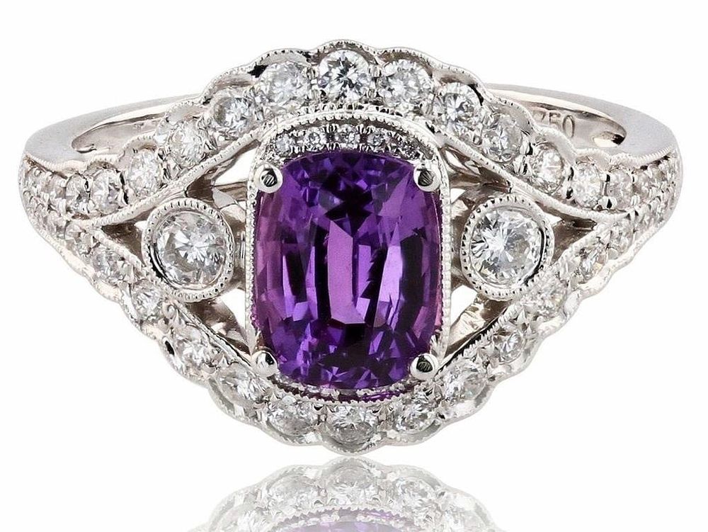 Lot 198175: 18K WHITE GOLD 1.49CT PINK SAPPHIRE & 0.56CTW RING