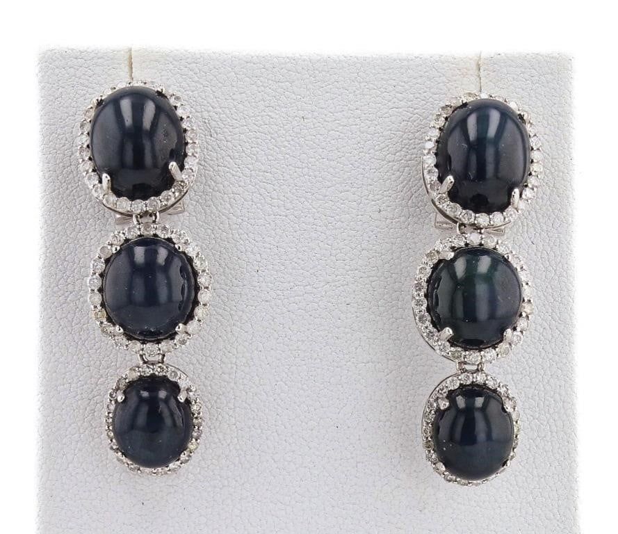 Lot 198180: 43.81CTW SAPPHIRE & 1.88CTW DIA 14K GOLD EARRINGS