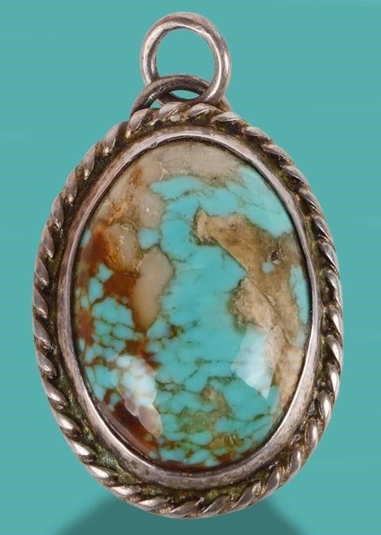 Lot 198267: TURQUOISE SOUTHWEST-STYLE STERLING SILVER PENDANT