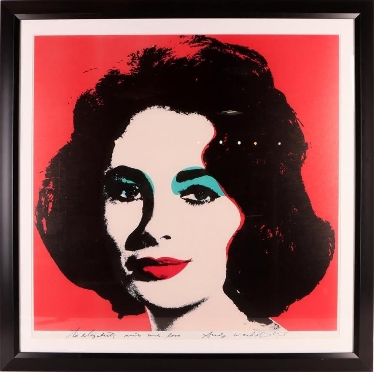 Lot 196042f: ANDY WARHOL SIGNED LIZ IN PINK OFFSET LITHOGRAPH