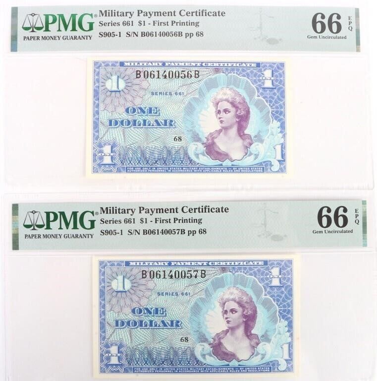 Lot 199182: PMG 66 GU $1 SERIES 661 S905-1 MPC BILL - (2)