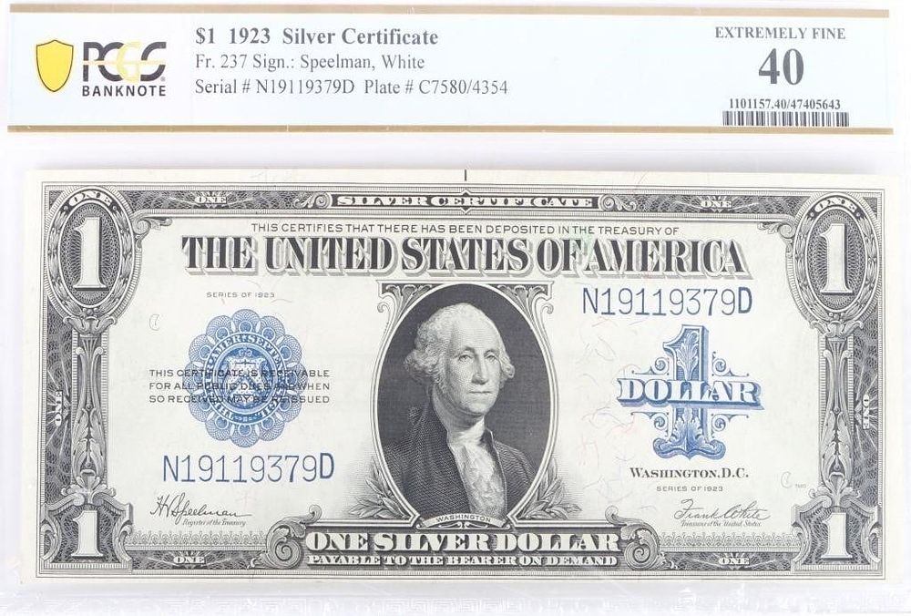 Lot 199183: PCGS 40 XF SERIES 1923 SILVER CERTIFICATE $1 BILL