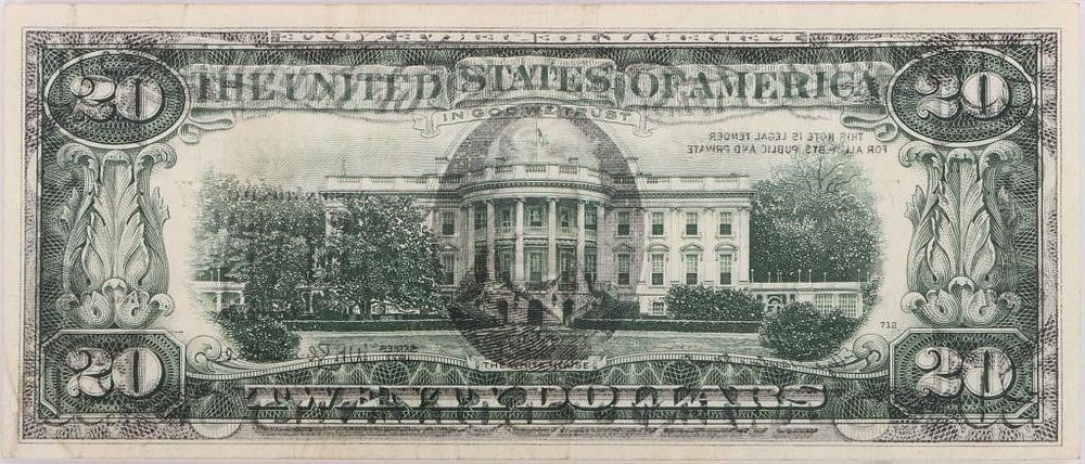 Lot 199195: 1977 $20 FEDERAL NOTE REVERSE OVERPRINT ERROR