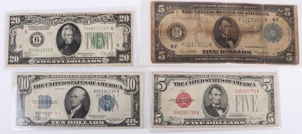 Lot 199197: ASSORTED VINTAGE U.S. BANKNOTES SERIES 1914-34-(4)