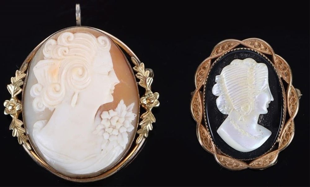 Lot 199202: VINTAGE VAN DELL & CATAMORE CAMEO BROOCHES