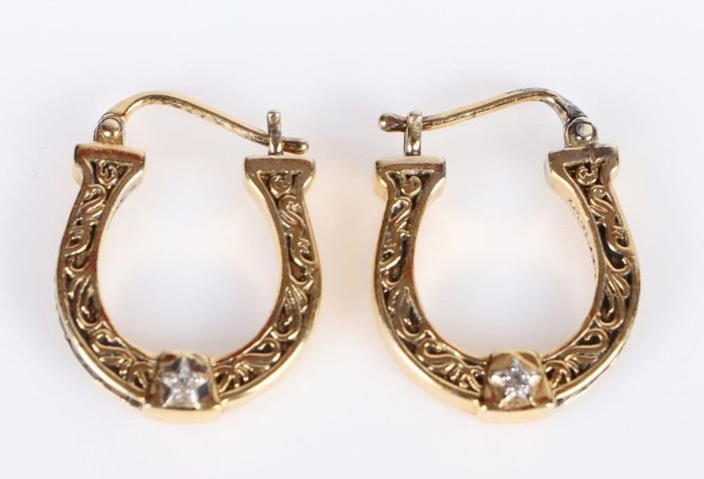 Lot 199231: VERMEIL STERLING SILVER DIAMOND SPINEL EARRINGS