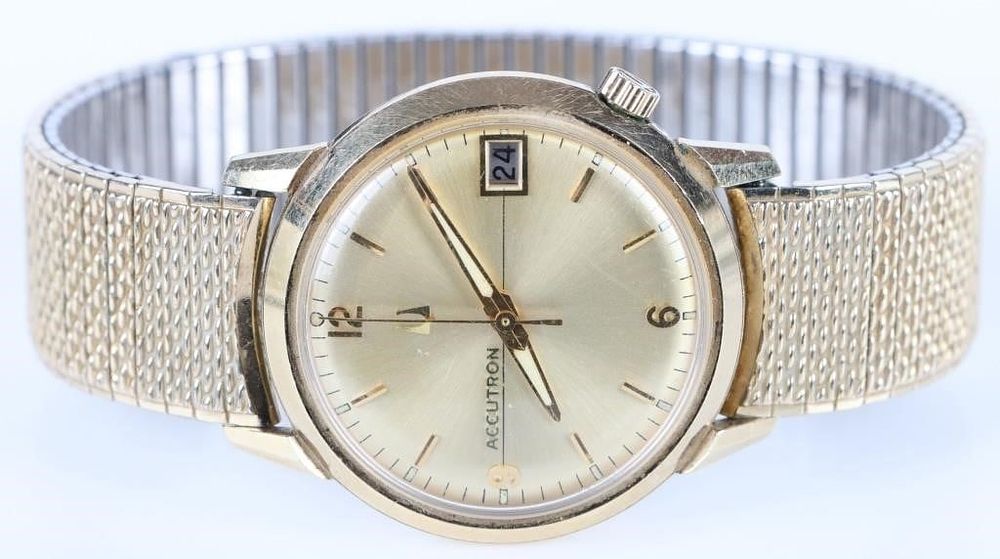 Lot 199240: BULOVA ACCUTRON 14K GF TUNING FORK WRIST WATCH