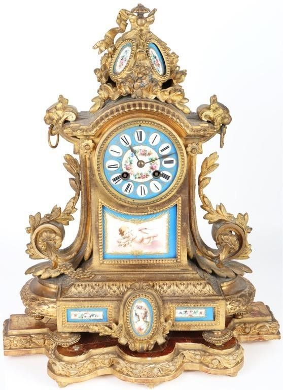 Lot 199261: 18TH C. FRENCH SEVRES PORCELAIN & BRONZE CLOCK