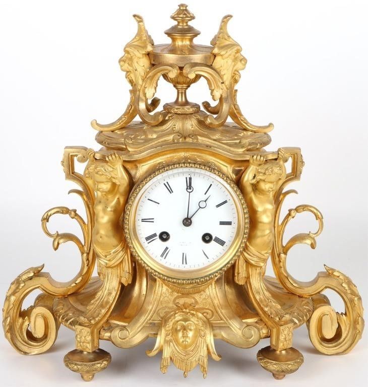 Lot 199262: ANTIQUE ROCOCO-STYLE ORMOLU FRENCH MANTLE CLOCK