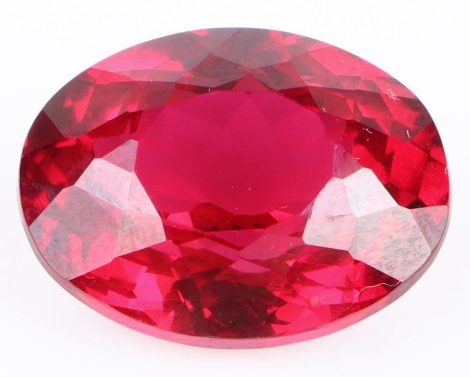 Lot 199264: 12.60CT OVAL-CUT RED RUBY LOOSE GEMSTONE