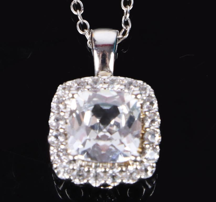 Lot 199298: 1.5CT WHITE SAPPHIRE STERLING SILVER NECKLACE