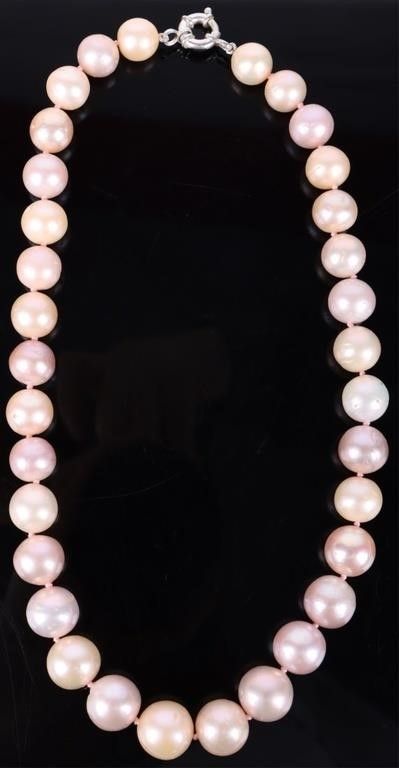 Lot 199309: STERLING SILVER PINK & CREAM PEARL NECKALCE