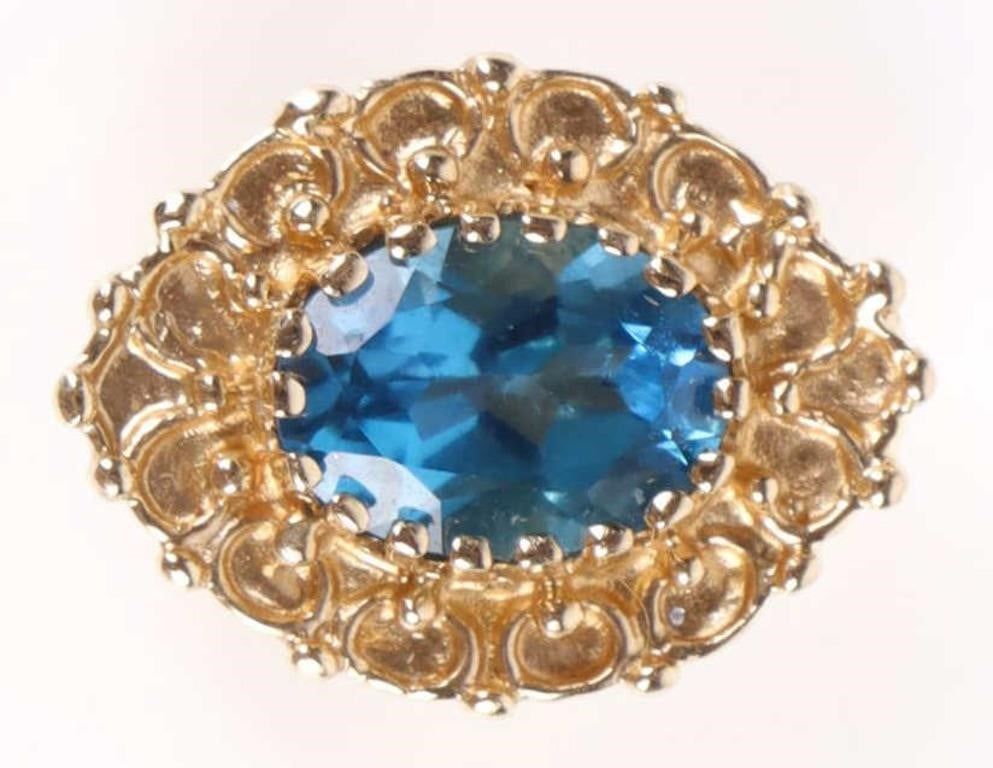 Lot 199327: 14K YELLOW GOLD BLUE SPINEL LADIES SLIDING PENDANT
