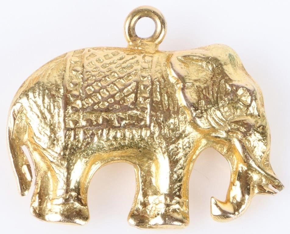 Lot 199333: 14K YELLOW GOLD LADIES ELEPHANT PENDANT/CHARM