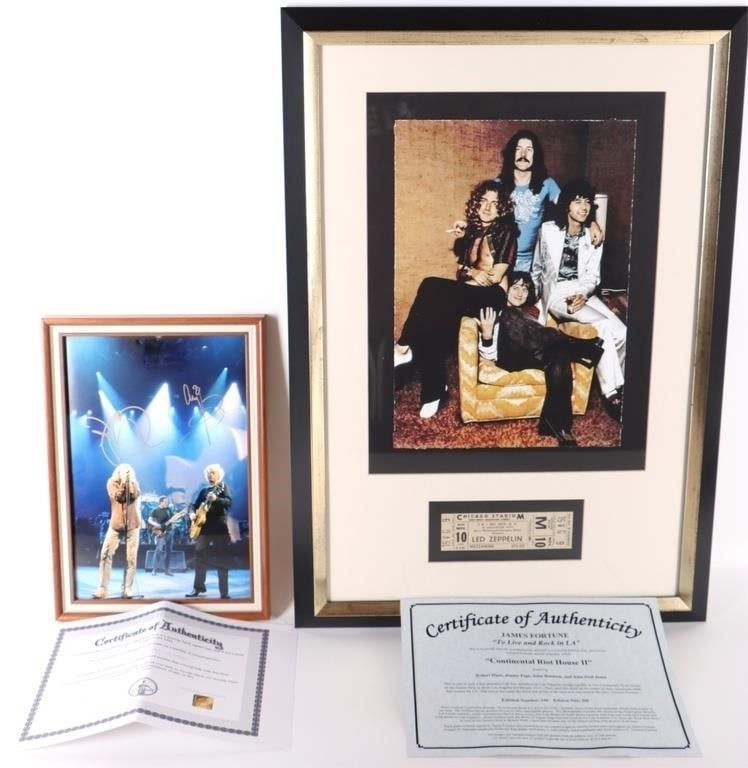 Lot 199345: LED ZEPPLIN AUTOGRAPHED PHOTOS & MORE W/ COA