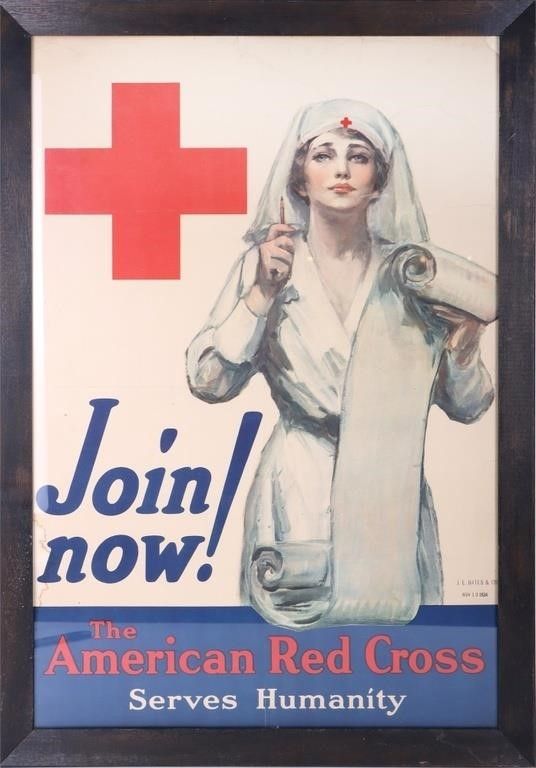 Lot 199347: 1924 WWI RED CROSS CAMPAIGN POSTER J E BATES & CO.