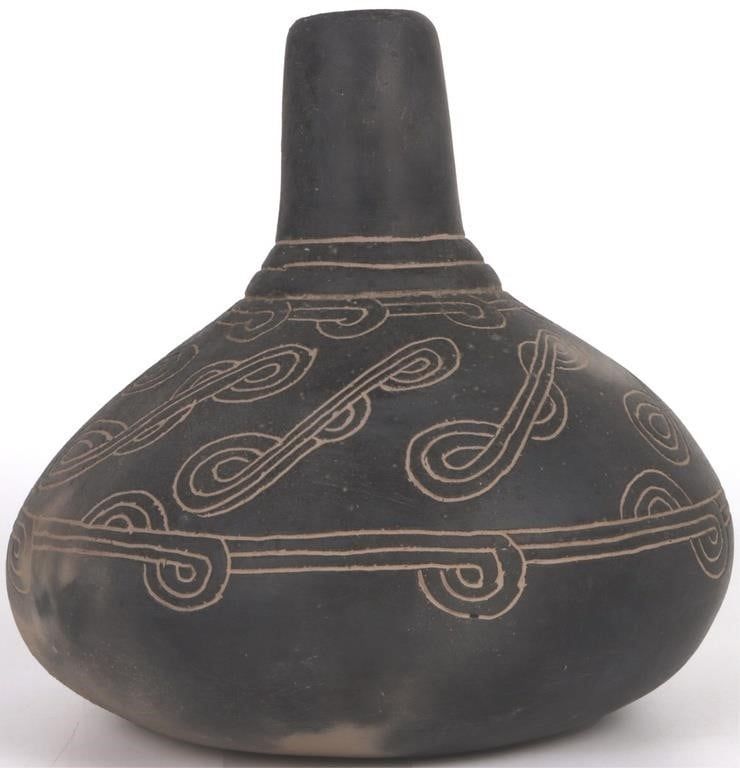 Lot 199351: ORNATE PRIMITIVE-STYLE ANCIENT HANDS REPLICA VASE
