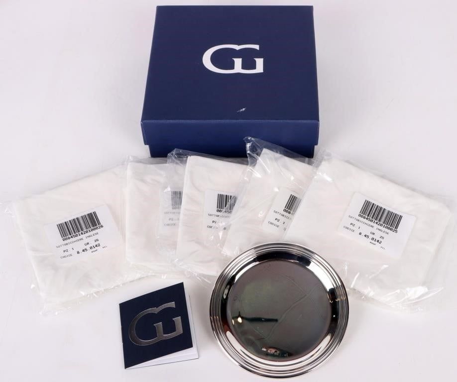 Lot 199358: GREGGIO STERLING SILVER 6PC COASTER SET W/ BOX
