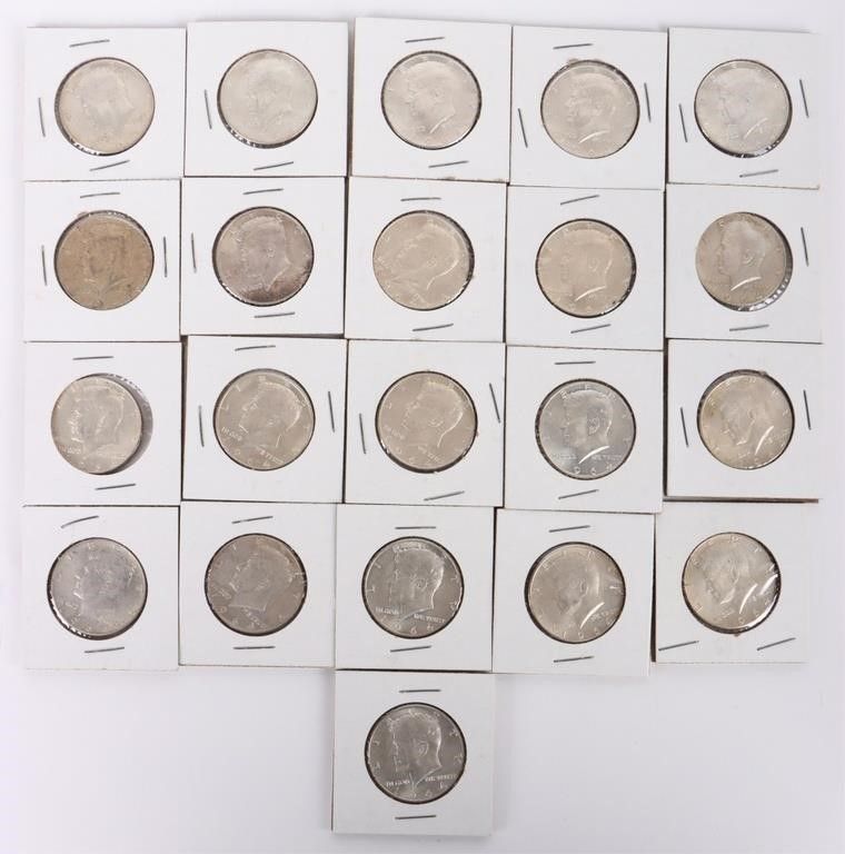 Lot 199369: 0.9 SILVER 1964 KENNEDY HALF DOLLARS MS - (21)