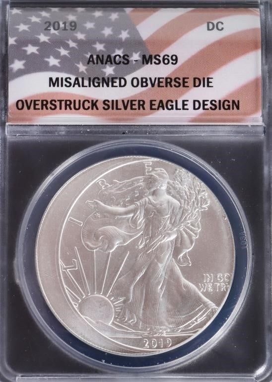 Lot 199377: 2019 MISALIGNED OBVERSE DIE OVERSTRUCK EAGLE
