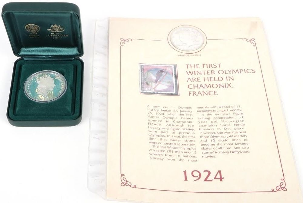 Lot 199378: SYDNEY & CHAMONIX OLYMPIC SILVER COINS - LOT OF 2
