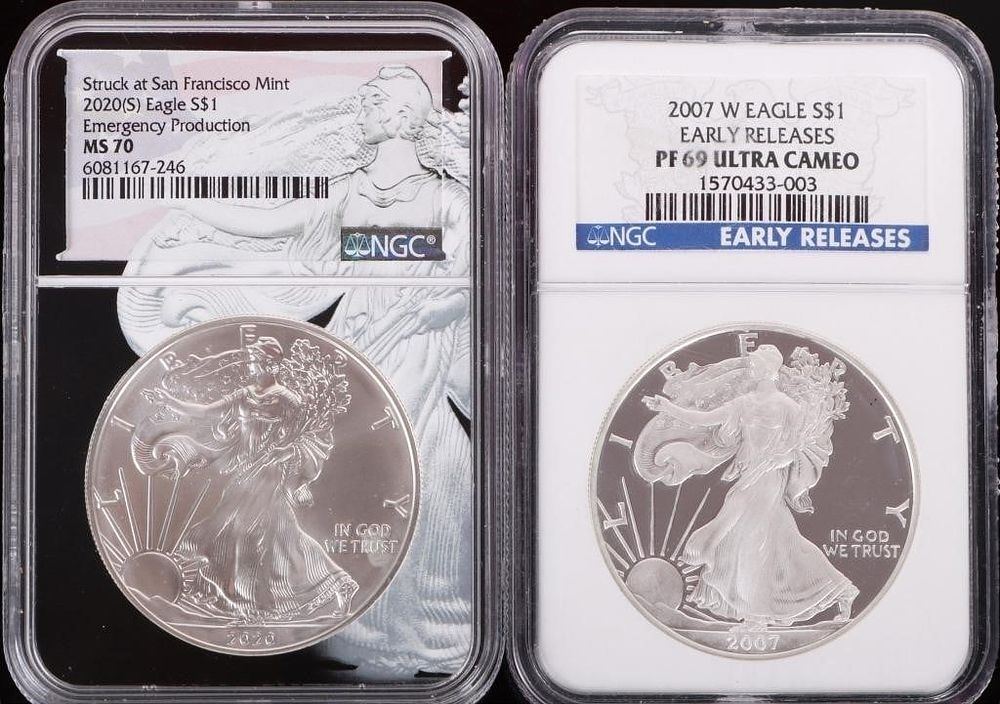 Lot 199385: 2020 EMERGENCY PRODUCTION & 2007 SILVER EAGLES