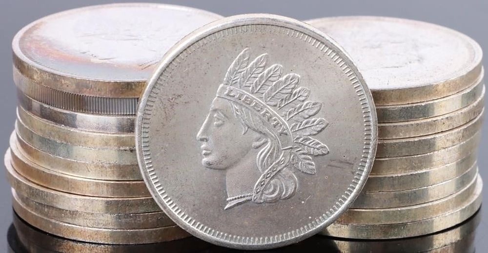 Lot 199386: .9999 FINE SILVER 1.0 OZT INDIAN HEAD ROUNDS - 20