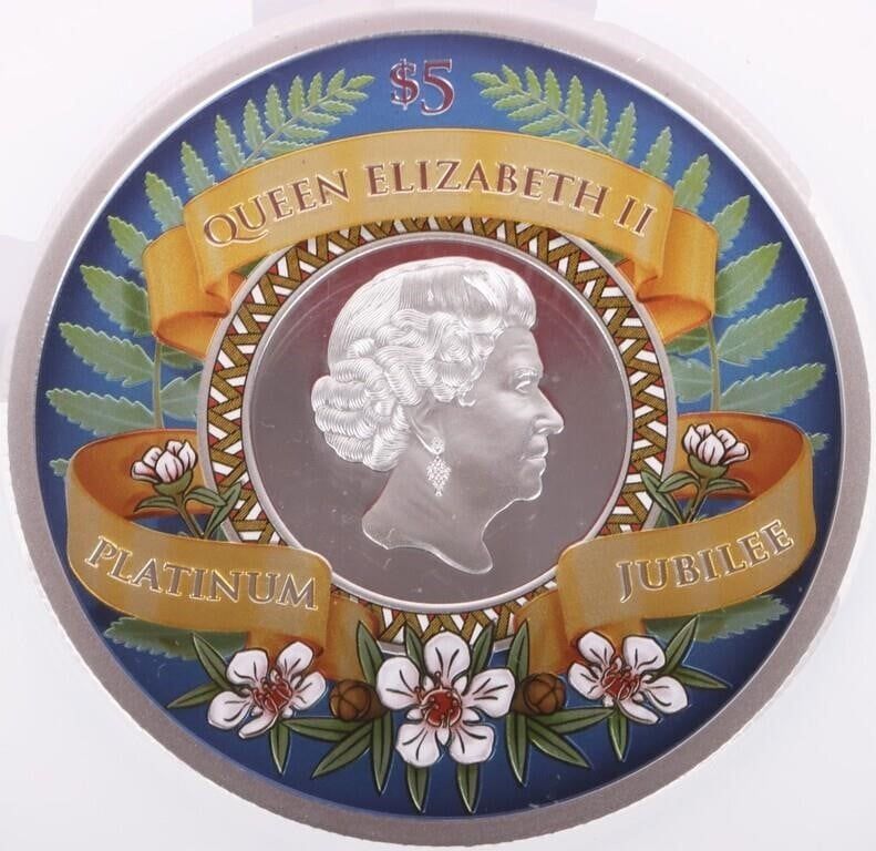 Lot 199400: 2022 NEW ZEALAND PLATINUM JUBILEE 5OZ SILVER COIN