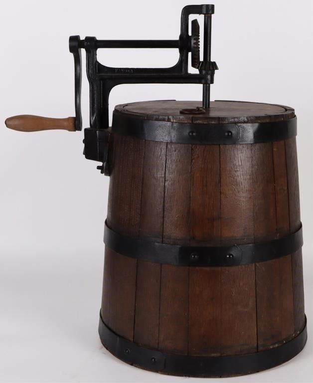 Lot 199409: ANTIQUE H. BROWN WOODEN MIXER BUTTER CHURN