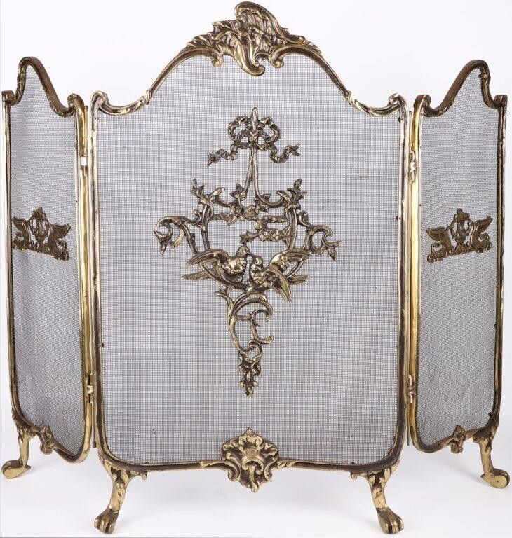 Lot 199412: VINTAGE FRENCH PROVINCIAL BRASS FIRE SCREEN