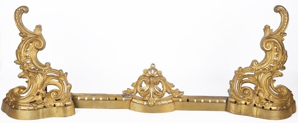 Lot 199419: ANTIQUE FRENCH ANDIRON DECORITIVE GILDED PIECES