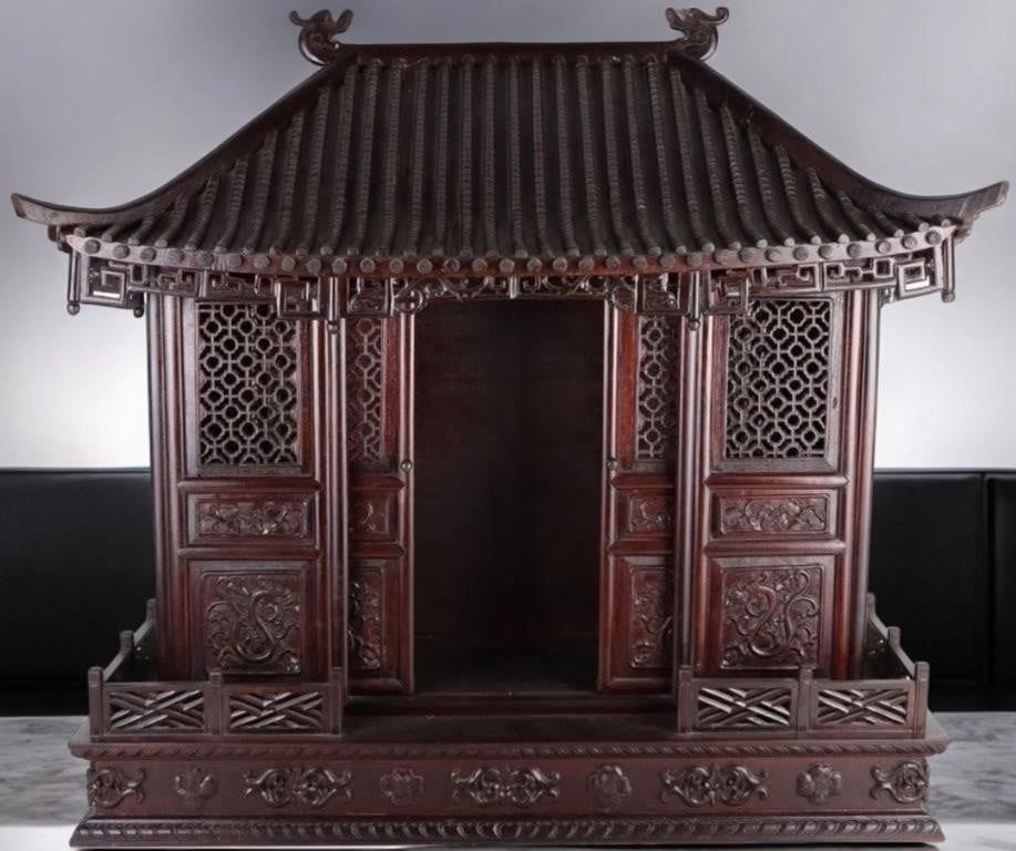 Lot 199421: VINTAGE LARGE CHINESE WOODEN SHRINE CABINET