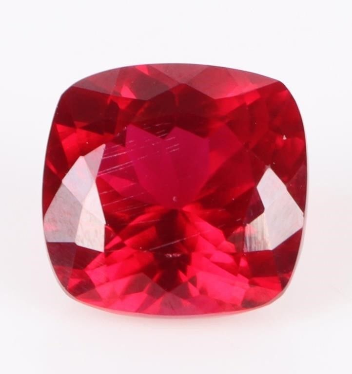 Lot 200261: 14.0CT CUSHION-CUT RED RUBY GEMSTONE W/ EGL CERT