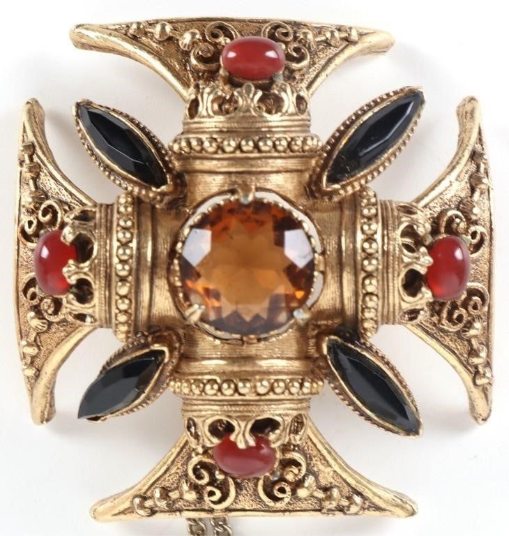Lot 200287: VINTAGE FLORENZA CROSS GOLD TONE NECKLACE