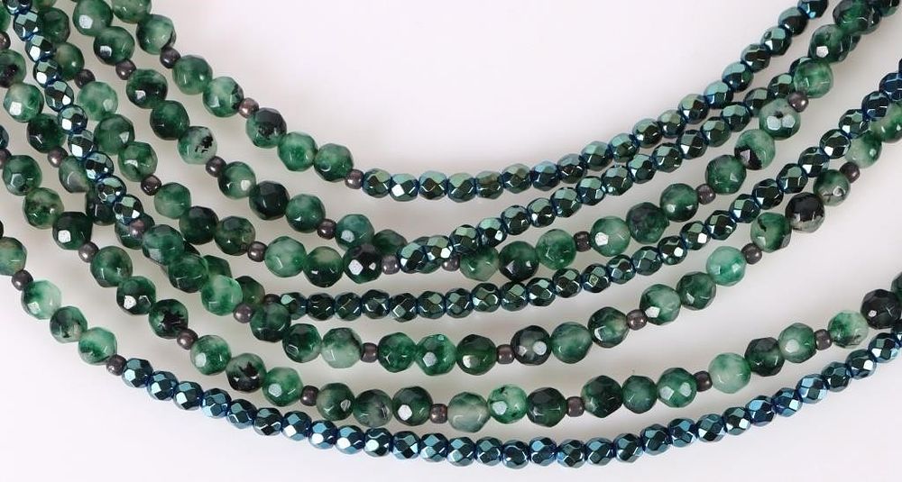 Lot 200294: INTINI JADE NECKLACE W/ STERLING SILVER HARDWARE