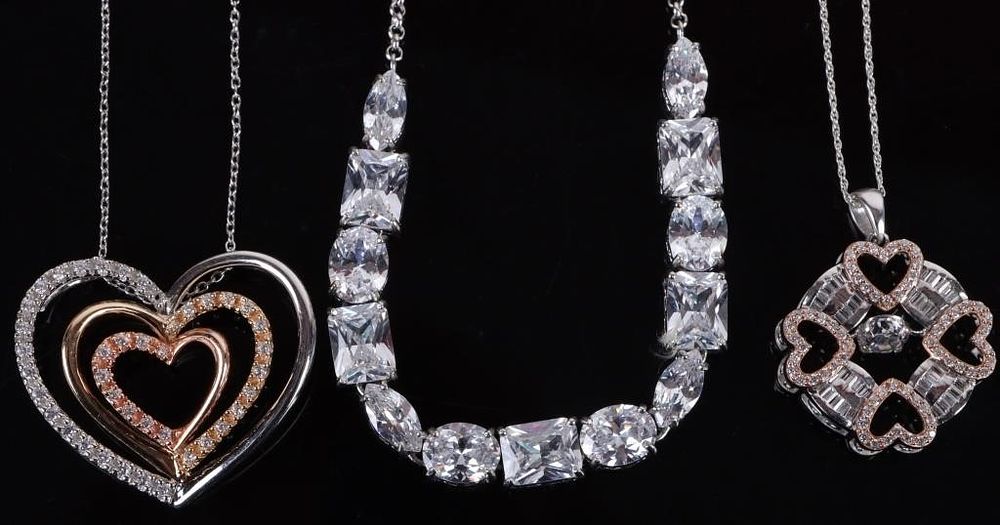 Lot 200296: STERLING SILVER CZ NECKLACES LOT OF 3