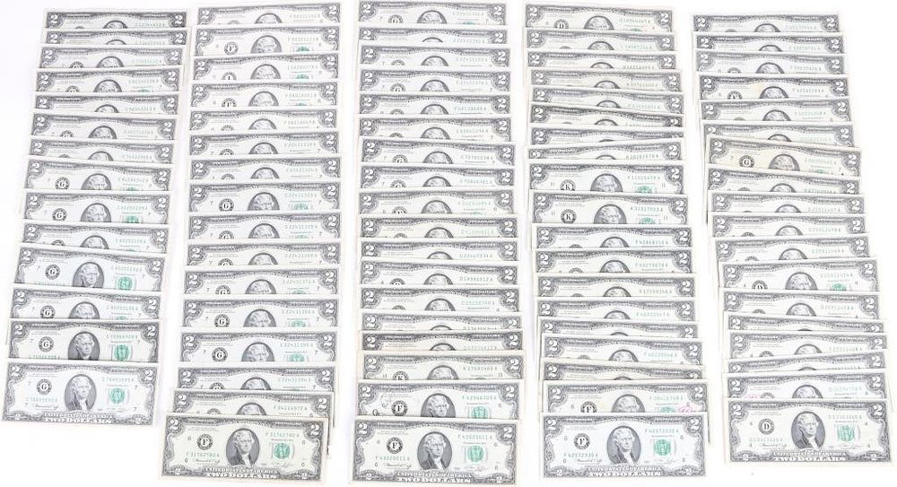 Lot 200387: ASSORTED HIGH GRADE $2 JEFFERSON BANKNOTES - (87)