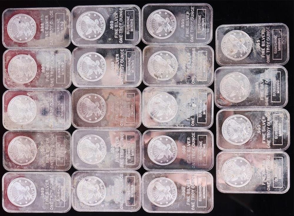 Lot 200422: FINE SILVER 1 TROY OZ SUNSHINE MINING BULLION-(19)
