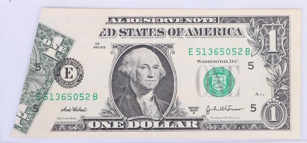 Lot 202159: 2003A SERIES $1 VA FOLDING STAMP ERROR BANKNOTE