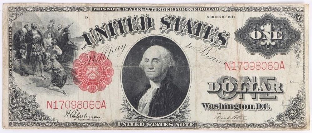 Lot 202160: 1917 "SAWHORSE" FR. 38 $1 WASHINGTON LARGE BILL