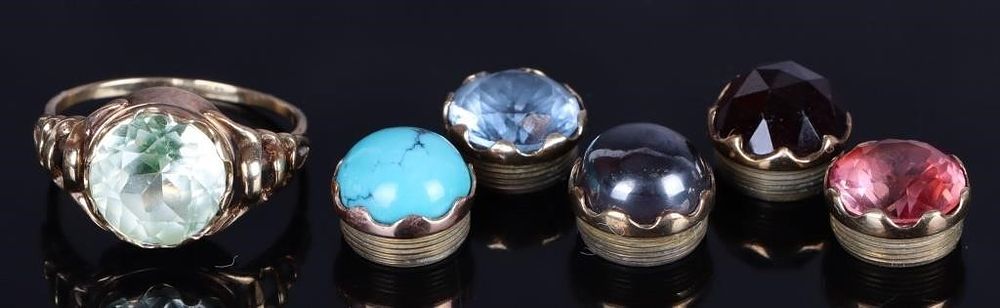 Lot 202174: ANTIQUE SPRITZER & FUHRMANN 14K GOLD RING SET