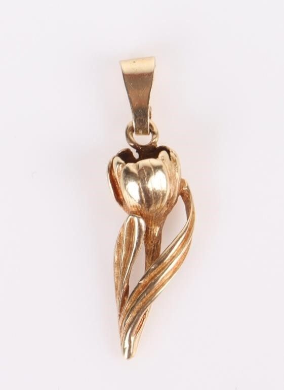 Lot 202225: 14K YELLOW GOLD TULIP PENDANT