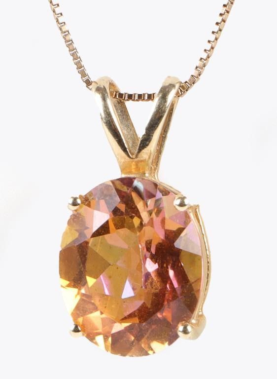 Lot 202237: BEAUTIFUL 2CT PADPARADSCHA SAPPHIRE NECKLACE