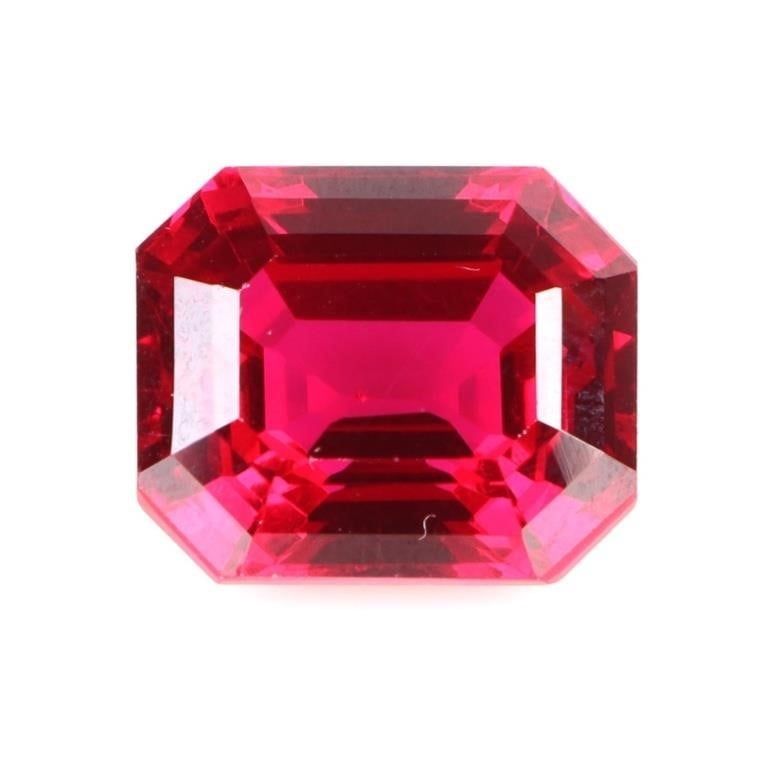 Lot 202242: 11.65CT EMERALD-CUT RED RUBY LOOSE GEMSTONE
