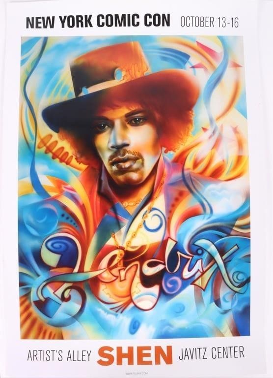Lot 203450: SHEN JAVITZ SIGNED JIMI HENDRIX COMIC CON POSTER