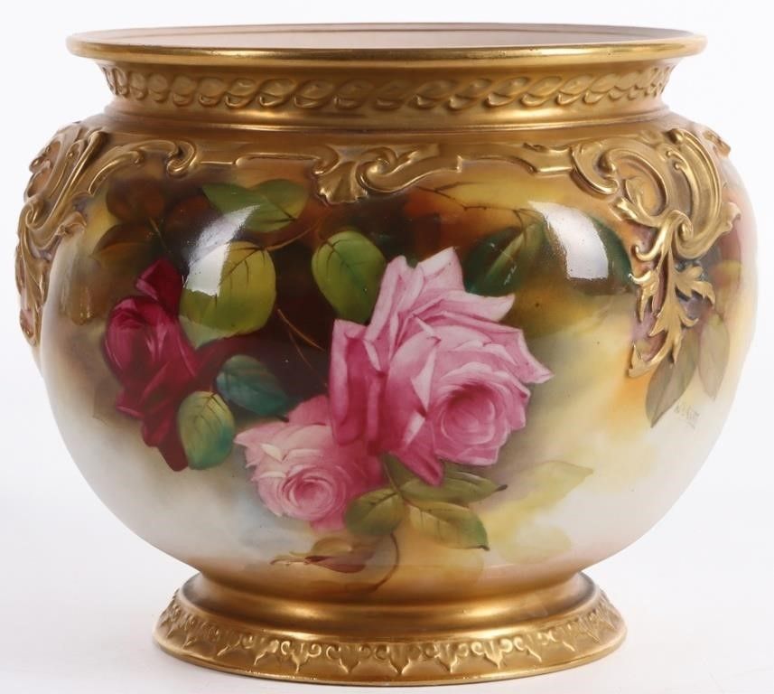 Lot 203503: ROYAL WORCESTER PORCELAIN JARDINIERE SIGNED