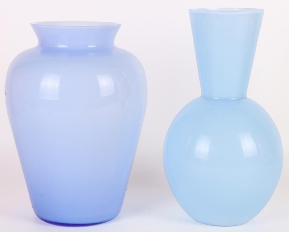 Lot 203516: SALVIATI ITALIAN BLUE ART GLASS VASES (2)